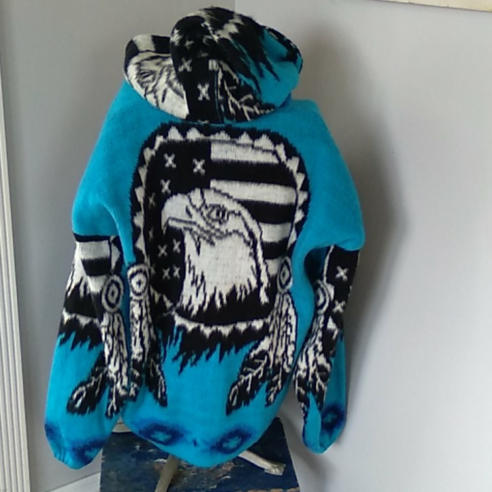 Vtg 90s Camptrex Navajo Wool zip up Hoodie mens L